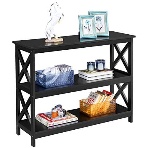 Yaheetech White Narrow Console Table with 3 Shelves for Hallway Living Room