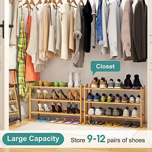 Bamboo 3-Tier Shoe Rack for Entryway & Closet | Sturdy & Beautiful
