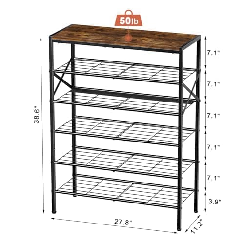 6-Tier Metal Shoe Organizer for Entryway and Closet