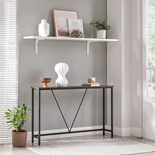 VASAGLE Rustic Brown & Ink Black Narrow Entryway Sofa Table ULNT020B01