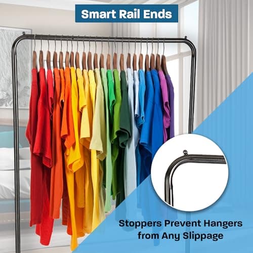 Heavy Duty Metal Clothing Rack with Sturdy Wheels (450 lb Capacity)