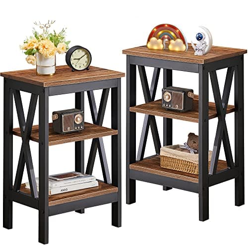 Rustic Nightstand with Drawer for Bedroom Storage