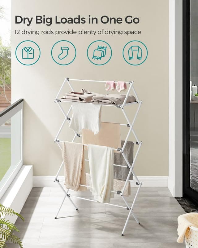 SONGMICS Folding White Outdoor Clothes Drying Rack ULLR770W01