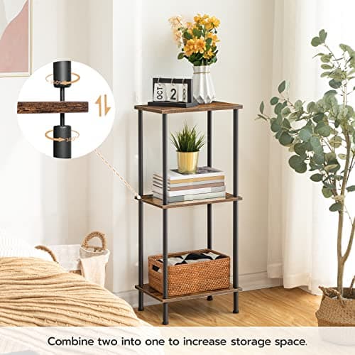 Rustic Brown End Tables Set of 2 for Small Spaces