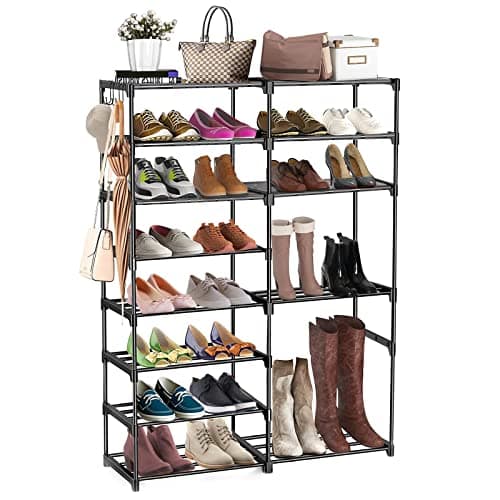 Black 3-Tier Expandable Shoe Rack, Closet and Entryway Storage