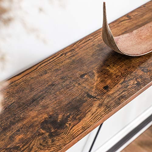VASAGLE Rustic Brown & Ink Black Narrow Entryway Sofa Table ULNT020B01