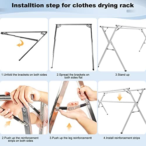 Sillars 63 Inch Windproof Laundry Drying Rack