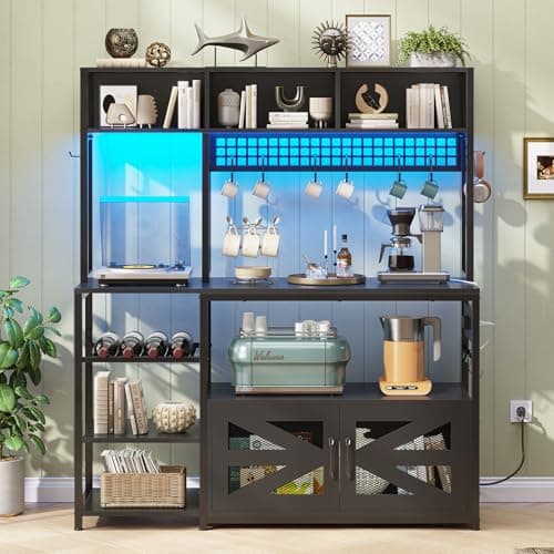 Itaar 47.2 Inch Farmhouse Coffee Bar Cabinet with Storage and Power Outlet