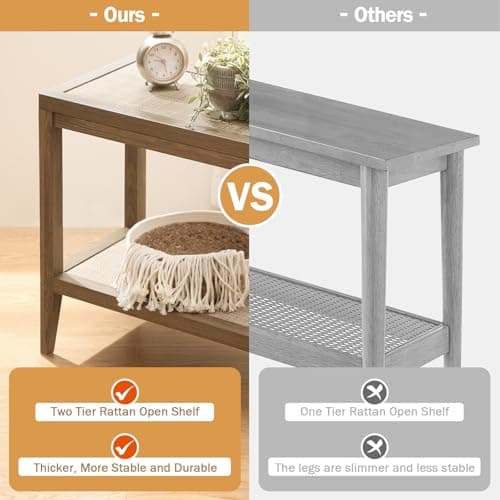SICOTAS Boho Rattan Nightstands Set of 2 for Small Space