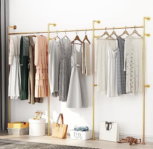 ORSENIGO Heavy Duty Double Rod Clothes Rack, Gold