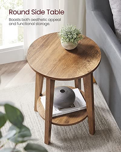 Rustic Walnut Side Tables Set of 2 for Small Spaces
