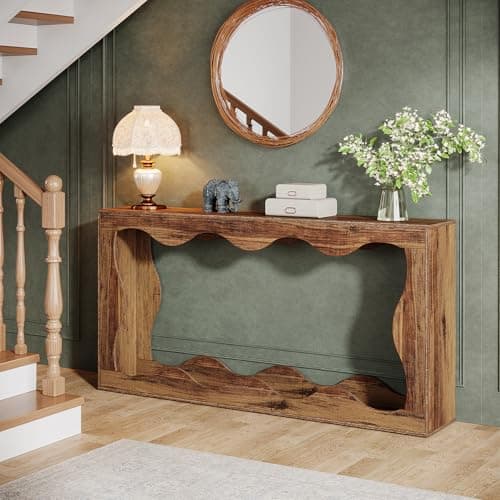 Tribesigns 63 Inches Farmhouse Console Table with Storage, Brown