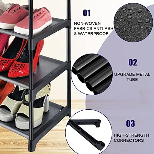 Sturdy 4-Tier Non-Woven Fabric Shoe Rack for Entryway and Closet