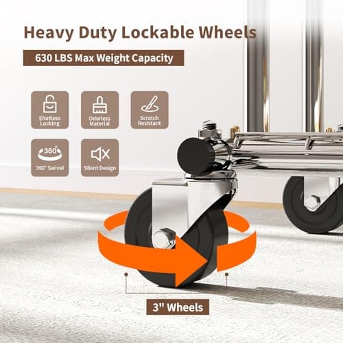 Heavy Duty 620LBS Collapsible Clothing Rack with Wheels, CR-Y