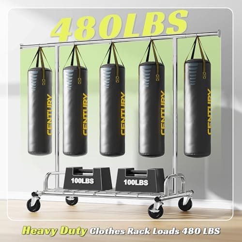 Raybee Heavy Duty 480LB Clothes Rack, Adjustable Rolling Closet Organizer