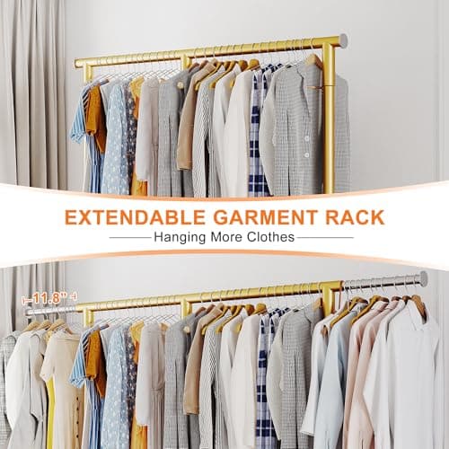 Raybee Gold Heavy Duty Clothing Rack 405 LBS, Rolling Portable Garment Stand