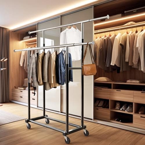 Black Standard Double Rod Houseware Garment Rack