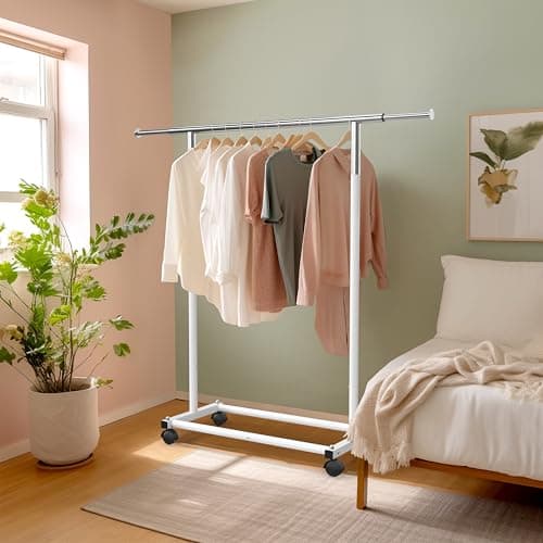 White Standard Rod Garment Rack for Houseware