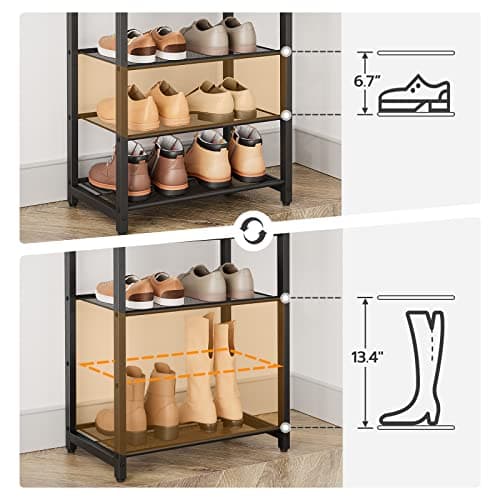 HOOBRO 10-Tier Shoe Organizer, Rustic Brown, Saves Space BF40XJ01