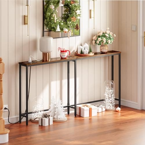HOOBRO 5.9" Skinny Console Table with Charging Station