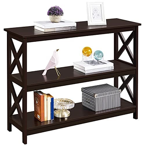 Yaheetech White Narrow Console Table with 3 Shelves for Hallway Living Room