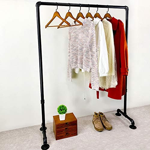 Vintage Black Steampunk Iron Pipe Clothing Rack,Heavy Duty Hanging Display