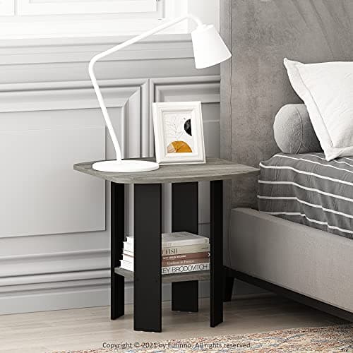 Furinno French Oak Grey/Black 2-Pack End Table
