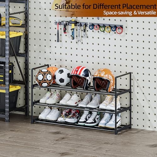 Sturdy 3-Tier Metal Shoe Organizer, Adjustable Height, Perfect for Front Door & Closet (S)