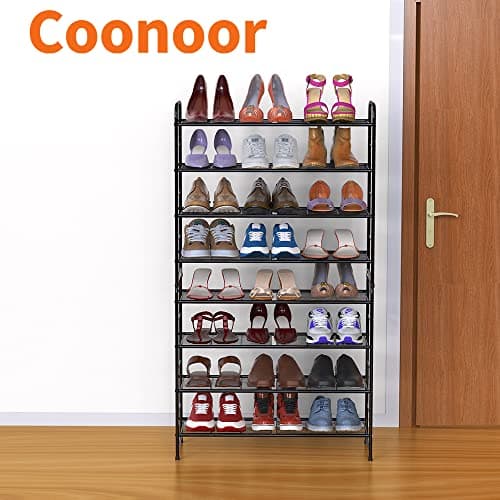 Coonoor Black 4 Tier Stackable Wire Shoe Organizer