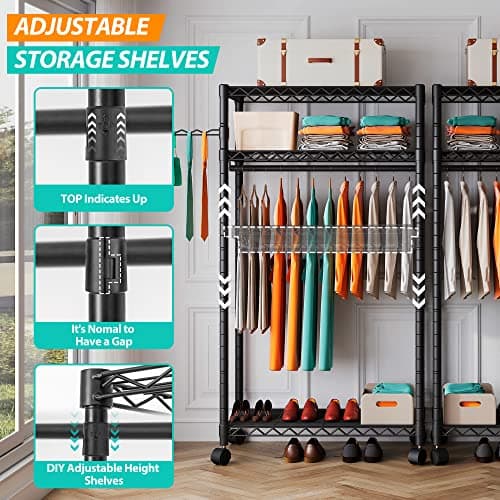 Heavy Duty Rolling Garment Rack, Black, GR1