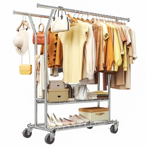 Heavy Duty 620LBS Collapsible Clothing Rack with Wheels, CR-Y