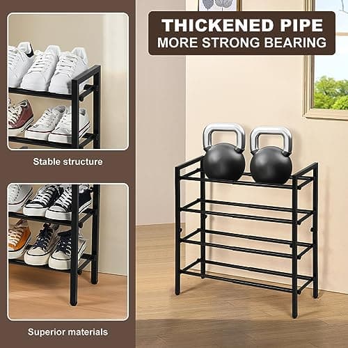 SALADAYS 4-Tier Expandable Shoe Rack, Durable Metal Storage Organizer (Black)