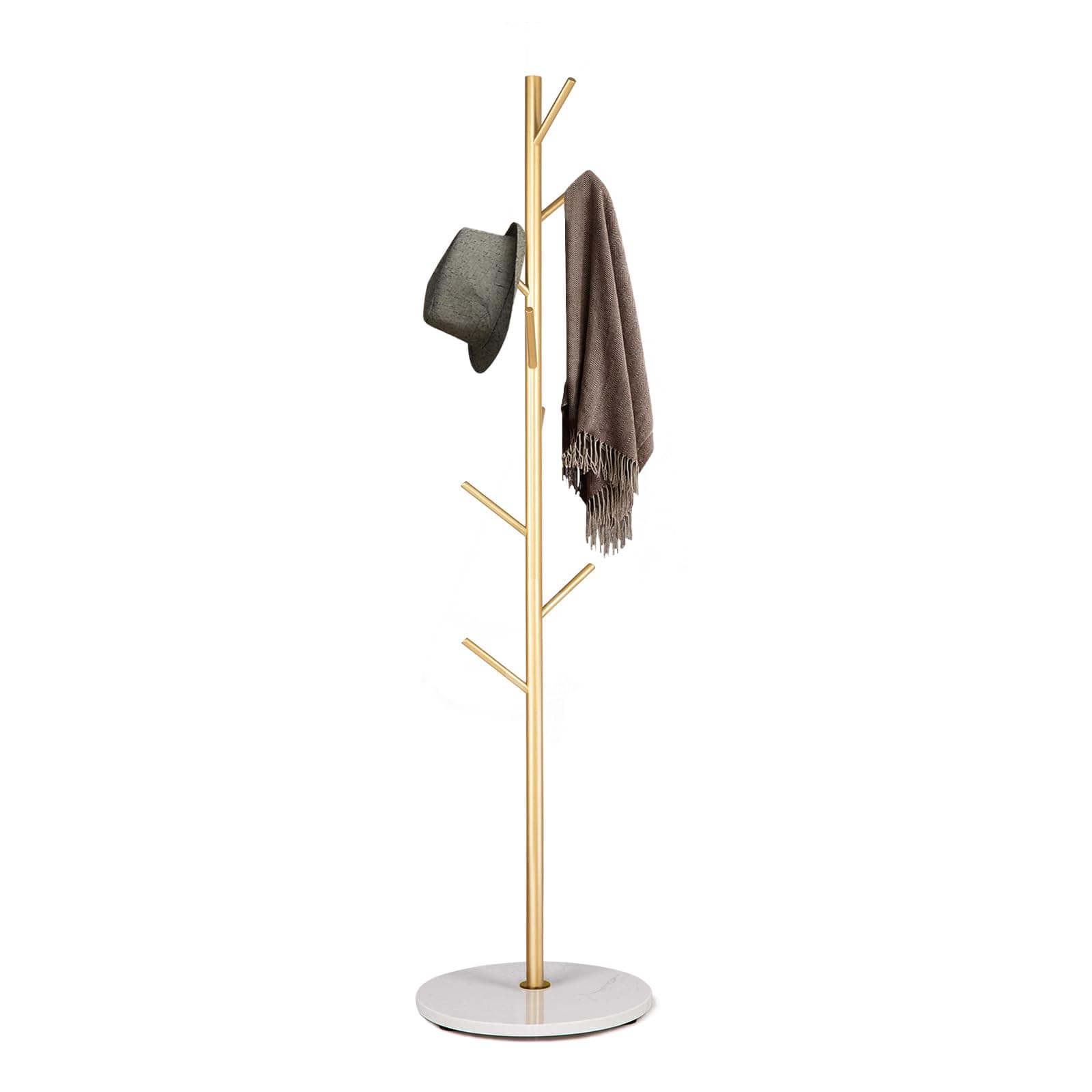 Sturdy Modern Metal Coat Rack with Natural Marble Base