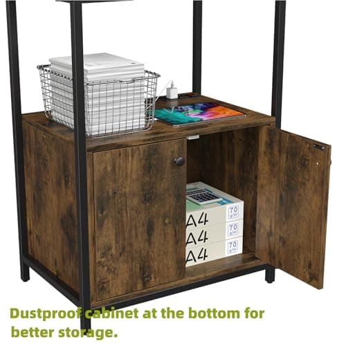 Furniouse Rustic Brown 5-Tier Kitchen Bakers Rack with Power Outlet