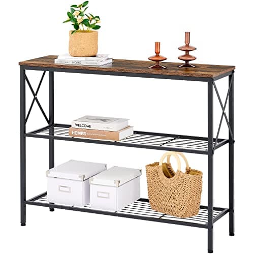 Hoctieon Industrial 3-Tier Console Table for Entryway and Hallway