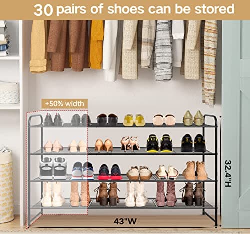 KEETDY 4-Tier Metal Shoe Organizer for Closet Storage
