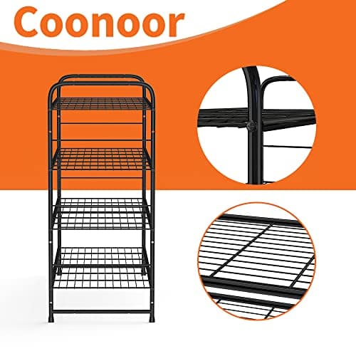 Coonoor Black 4 Tier Stackable Wire Shoe Organizer