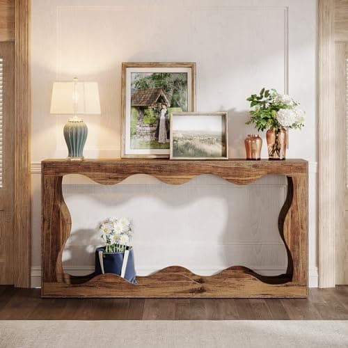 Tribesigns 63 Inches Farmhouse Console Table with Storage, Brown