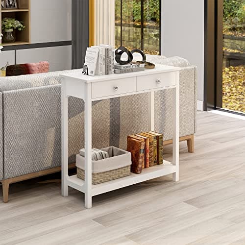TaoHFE White Console Table, 39.4"x11.8"x31.5"