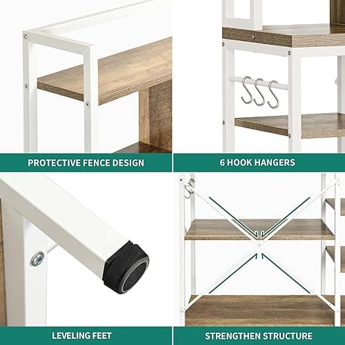 YITAHOME Microwave Stand Baker's Rack with Power Outlet, 39" Oak & White