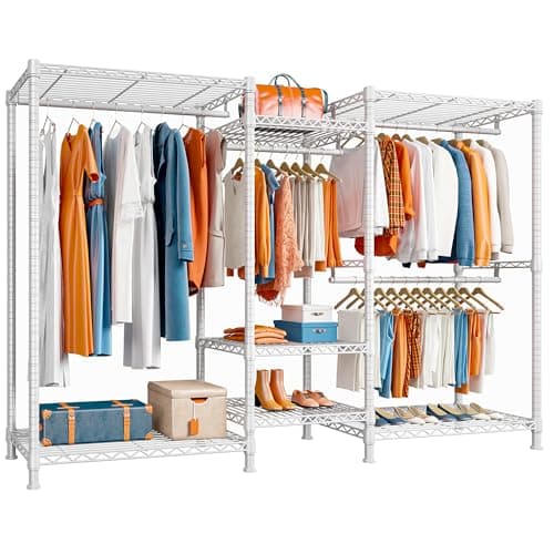 Raybee Heavy Duty 900Lbs Hanging Clothes Rack, 77" H x 69" W x 16" D, Black
