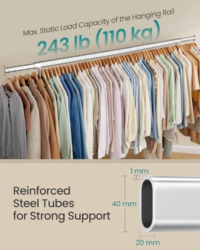 SONGMICS Heavy-Duty Clothes Rack with Extendable Rod, 243 lb Capacity