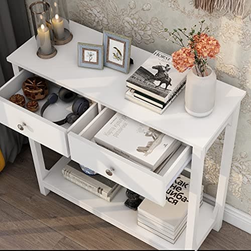 TaoHFE White Console Table, 39.4"x11.8"x31.5"