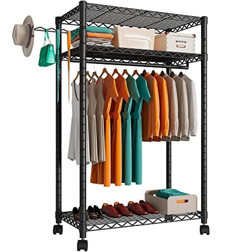 Heavy Duty Rolling Garment Rack, Black, GR1