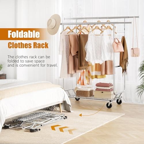 Heavy Duty Clothes Rack for 300 Clothing Items: 620 LB Capacity, Collapsible & Adjustable