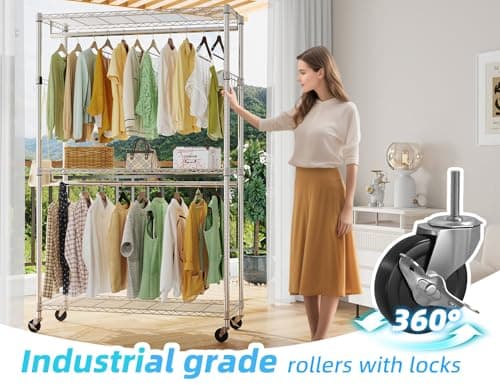 Heavy Duty 3-Adjustable Wire Shelving Clothes Rack, 50in Freestanding, Max 450 LBSChrome