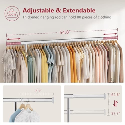 Chrome Heavy Duty Tajsoon Clothes Rack 350 LBS Hanging with Wheels