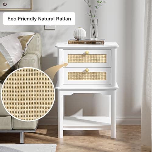 Giluta Natural Rattan 2-Drawer Nightstand, 27.95" H