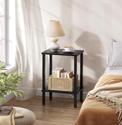 Narrow 2-Tier End Table with Storage for Small Spaces