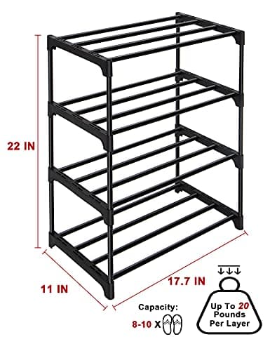 LNYZQUS Upgrade 4-Tier Metal Kids Shoe Organizer, Black